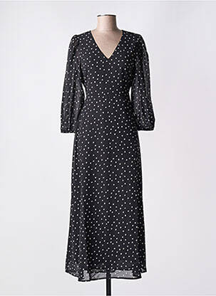 Robe longue tissage crêpe manches 3/4 noir KAFFE femme