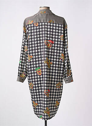 Robe mi-longue imprimé fantaisie manches longues gris EMA BLUE'S femme