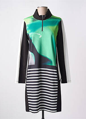 Robe mi-longue imprimé fantaisie manches longues vert TUZZI femme