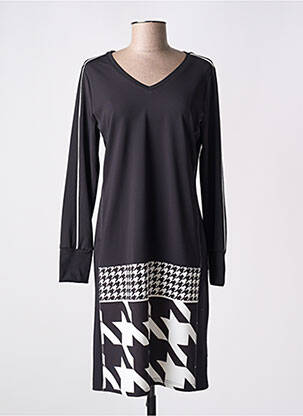 Robe mi-longue imprimé fantaisie manches longues noir TUZZI femme