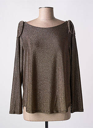 Top coupe cintrée manches longues marron HALOGENE femme