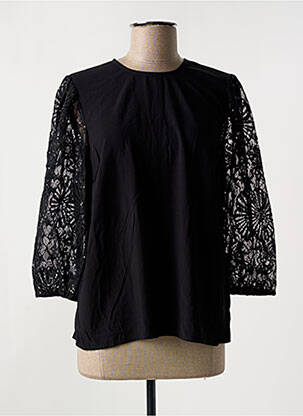 Blouse col rond manches 3/4 noir KAFFE femme