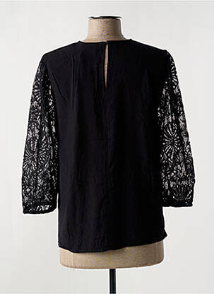 Blouse col rond manches 3/4 noir KAFFE femme