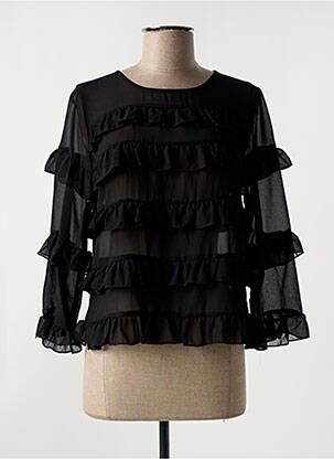 Blouse fermeture boutonnée au dos manches longues noir KAFFE femme