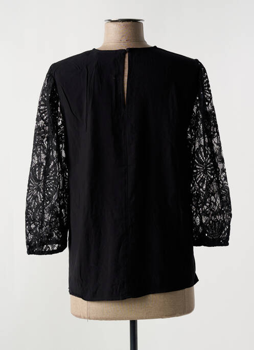 Blouse col rond manches 3/4 noir KAFFE femme
