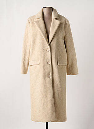Manteau long coupe droite sans capuche beige LUMINA femme