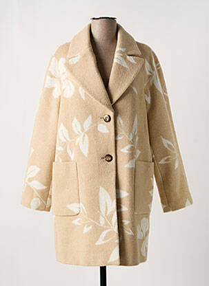Manteau long coupe droite sans capuche beige DIANA GALLESI femme