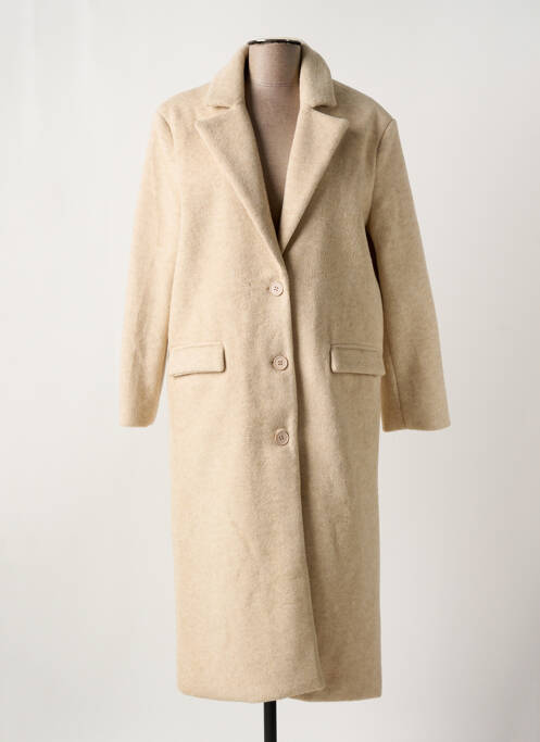 Manteau long coupe droite sans capuche beige LUMINA femme