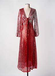 Robe longue manches longues manches longues rouge LUMINA femme