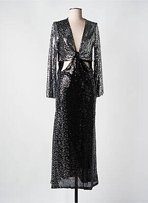 Robe longue manches longues manches longues noir LUMINA femme