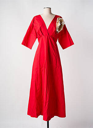 Robe longue manches courtes manches courtes rouge ANGELA DAVIS femme