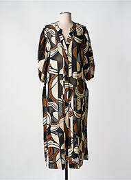 Robe longue imprimé fantaisie manches 3/4 noir CARLA MONTANARINI femme
