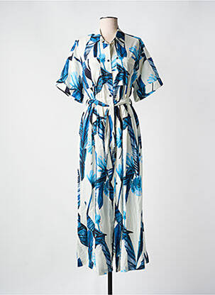 Robe longue imprimé fantaisie manches courtes bleu ANGELA DAVIS femme