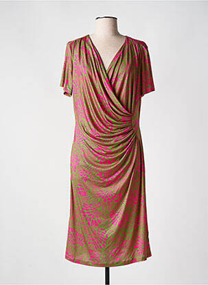 Robe mi-longue imprimé fantaisie manches courtes rose DIANA GALLESI femme