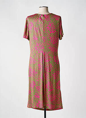 Robe mi-longue imprimé fantaisie manches courtes rose DIANA GALLESI femme