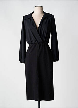 Robe mi-longue manches longues manches longues noir ANGELA DAVIS femme