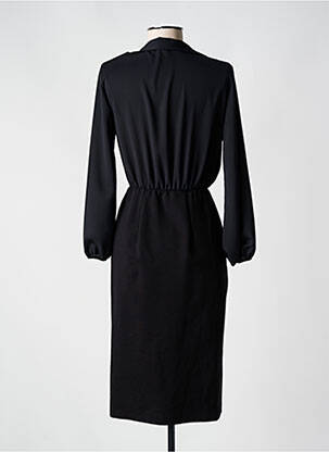 Robe mi-longue manches longues manches longues noir ANGELA DAVIS femme