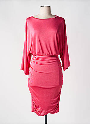 Robe mi-longue manches longues manches longues rose ANGELA DAVIS femme