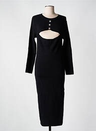 Robe longue manches longues manches longues noir ANGELA DAVIS femme