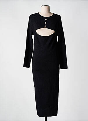 Robe longue coupe cintrée manches longues noir ANGELA DAVIS femme