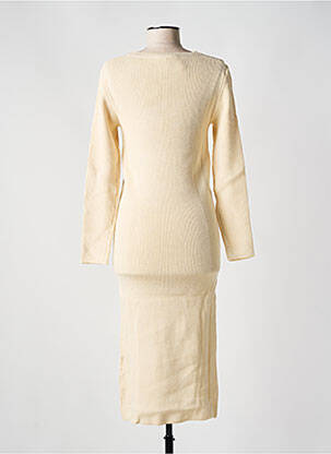 Robe longue manches longues manches longues beige ANGELA DAVIS femme