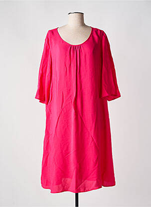 Robe mi-longue manches 3/4 manches 3/4 rose DIANA GALLESI femme