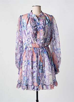 Robe courte manches longues manches longues violet CHANCE OFF femme