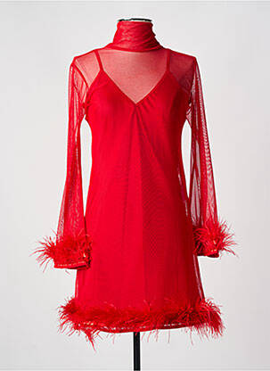 Robe mi-longue manches longues manches longues rouge LUMINA femme