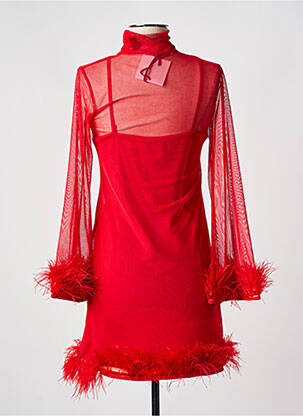 Robe mi-longue manches longues manches longues rouge LUMINA femme