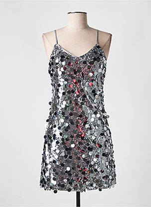Robe courte coupe cintrée fines bretelles gris DE ROYAL femme