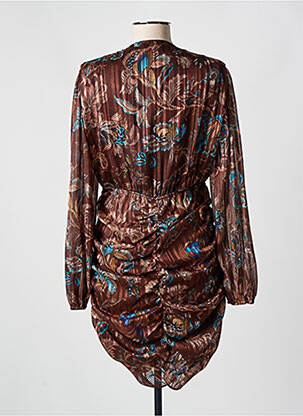 Robe mi-longue imprimé fleurs manches longues marron ALTAMIRA femme