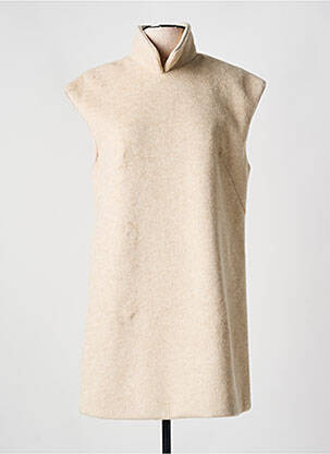 Robe courte manches courtes manches courtes beige LUMINA femme