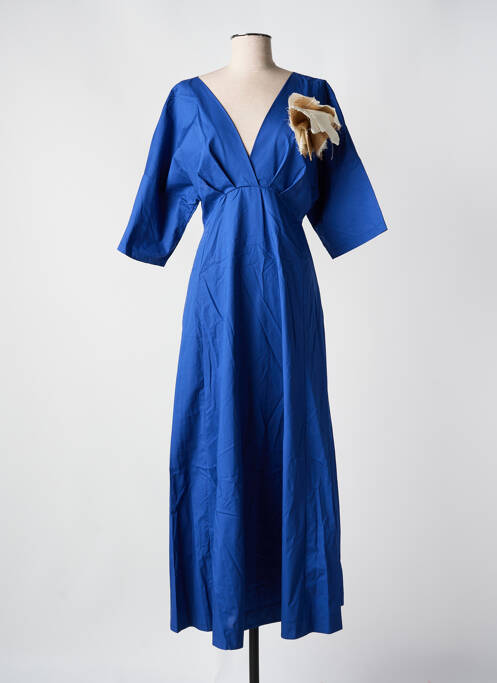 Robe longue manches courtes manches courtes bleu ANGELA DAVIS femme