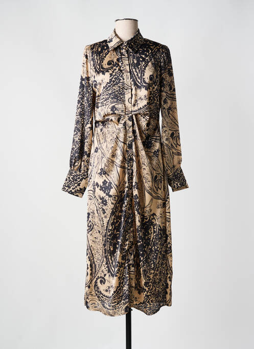 Robe longue imprimé fantaisie manches longues noir CIVICO 1 femme