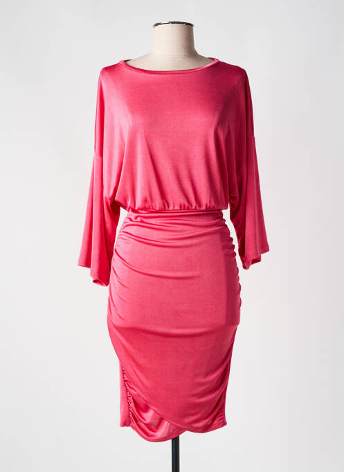 Robe mi-longue manches longues manches longues rose ANGELA DAVIS femme