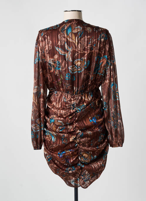 Robe mi-longue imprimé fleurs manches longues marron ALTAMIRA femme