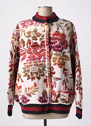 Gilet manches longues resserrée sur le bas rouge ANGELA DAVIS femme