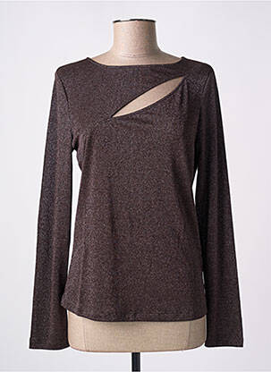 Pull col rond manches longues marron DIANA GALLESI femme