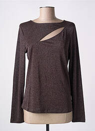 Pull col rond manches longues marron DIANA GALLESI femme