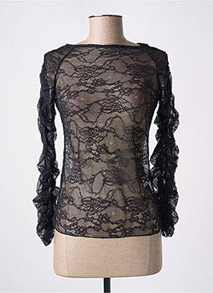 Top col rond manches longues noir KING KONG femme