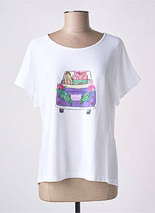 T-shirt sérigraphie manches courtes blanc FRIDA MADÉ femme