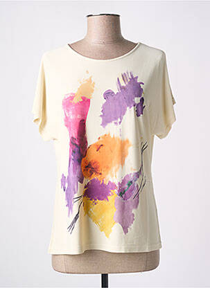 T-shirt stretch manches courtes beige FRIDA MADÉ femme