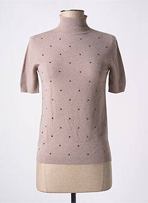 Pull stretch manches courtes marron ANGELA DAVIS femme