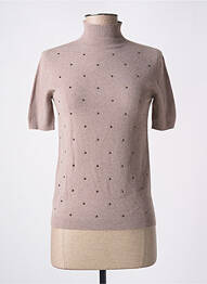 Pull stretch manches courtes marron ANGELA DAVIS femme