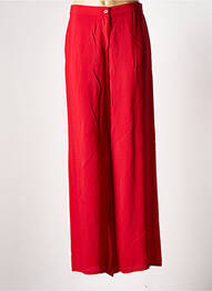 Pantalon large fermeture zippée sous rabat boutonné rouge DIANA GALLESI femme