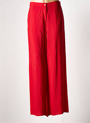 Pantalon large fermeture zippée sous rabat boutonné rouge DIANA GALLESI femme