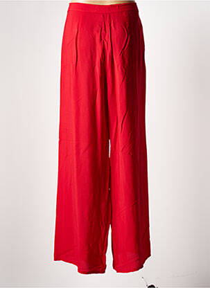 Pantalon large fermeture zippée sous rabat boutonné rouge DIANA GALLESI femme