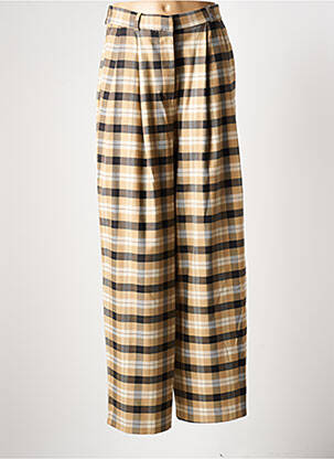 Pantalon large fermeture zippée sous rabat avec crochet beige ANGELA DAVIS femme