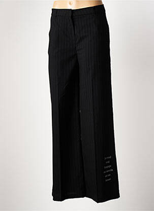 Pantalon droit fermeture zippée sous rabat avec crochet noir ANGELA DAVIS femme
