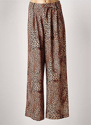 Pantalon flare fermeture zippée sous rabat avec crochet beige LUMINA femme